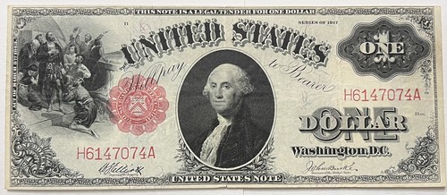 Legal Tender One Dollar Bill 1917 $1 Horse Blanket United States Large Note - Picture 7 of 12