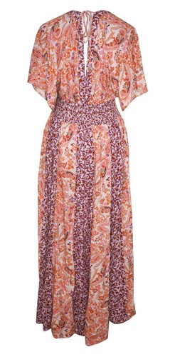 Nuovo Abito Anthropologie LOVESTITCH M Maxi Rosa Arancione Paisley Aperto V Posteriore Nuovo con etichette - Foto 2 di 7