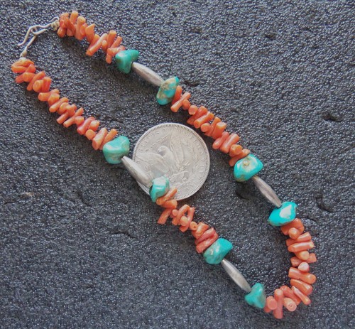 5 Vintage MOP Eagle Pawn Navajo Sterling Turquoise Nugget Heishi Shell Necklace - Picture 6 of 6