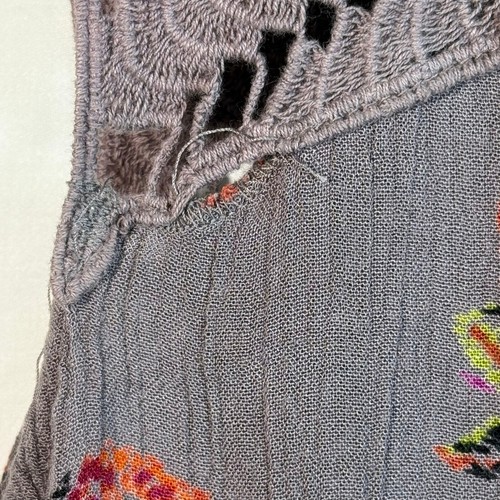 Free People Minikleid Gr. XS Häkelbesatz Blumenmuster ärmellos - Bild 8 von 9