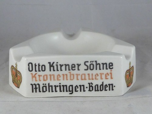 Werbe-Ascher, Porzellan, Kronenbräu Möhringen, Baden - Otto Kirner Söhne - Bild 1 von 3