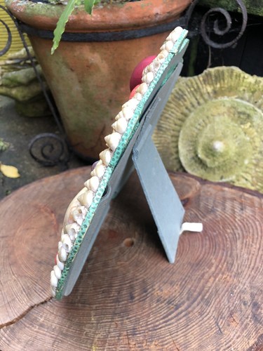 Antique vintage French shellwork picture photo frame standing Cherbourg souvenir - Picture 6 of 14