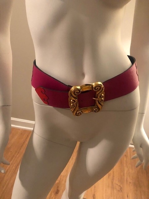 RARE AUTHENTIC VINTAGE CHRISTIAN LACROIX GOLD PINK RED  display picture 2