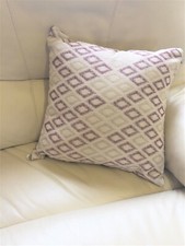 Cream Embroidered Rhombus Cushion With Hollowfibre Inner Pad 43x43cm - LAB-160