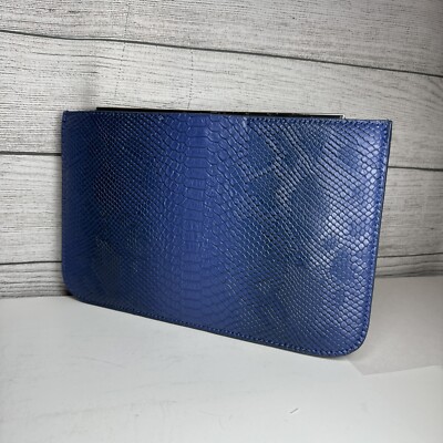 Zara Purse Basic Faux Snakeskin Blue Clutch Envelope Tiny Flaw See Pics 12x7.5