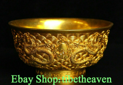 置物 Vintage Copper Bowl with 24K Gold Lining 置物 Vintage Copper
