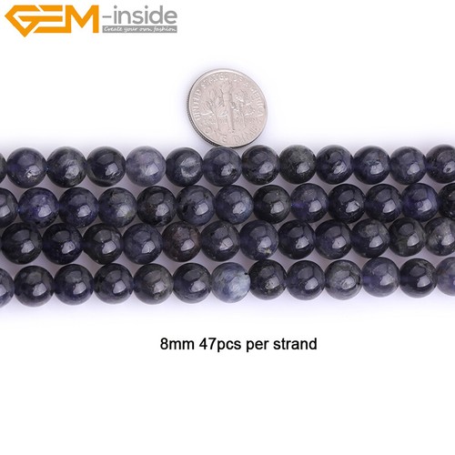 Natural AAA Dark Blue Rock Cordierite Quartz Loose Beads Jewelry Making 15" - Picture 27 of 38