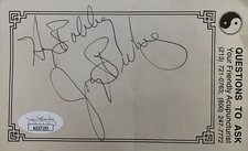 Joey Bishop Signed/Inscribed 3x5 Notepaper with JSA COA (Certification #AG37193)