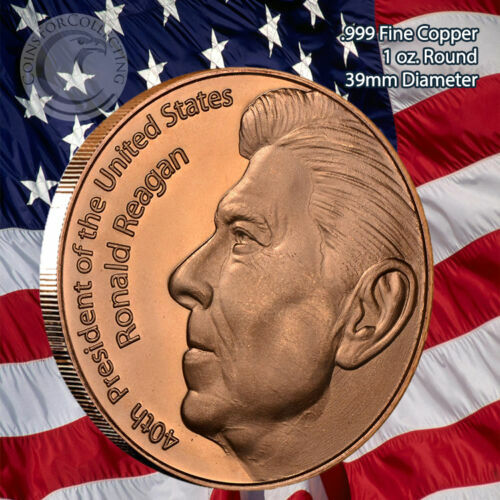 "Ronald Reagan" 1 oz .999 Copper Round 40th President of the United States - Picture 1 of 2