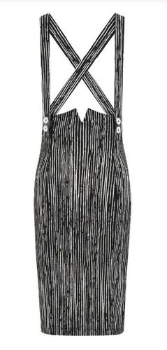 Black White Vertical Stripe Pinafore Dress Skirt HellBunny Pirate Steampunk - Picture 3 of 4