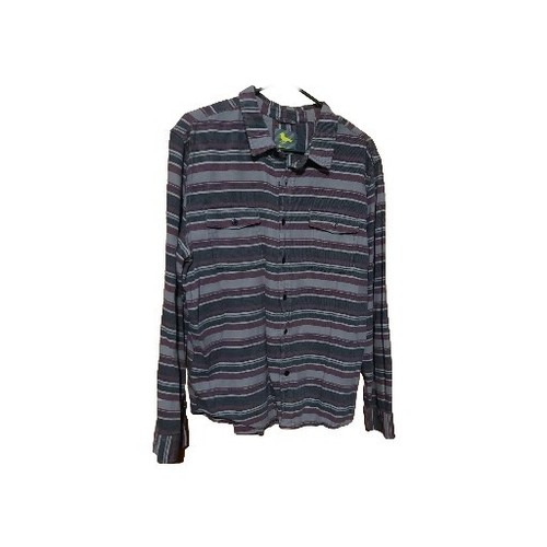 Mens XL Woven Grey Flannel Modern Amusement Long Sleeve Button Up Shirt Pocket  - Picture 1 of 10