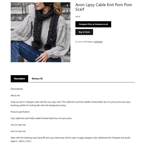 Avon LIPSY Warmwear Black Kable Knit Set - Sciarpa, Glover, Cappello. Ottimo regalo, tutto nuovo - Foto 4 di 5