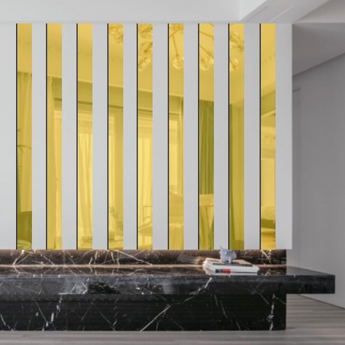 10Pcs Long Strip Mirror Acrylic Wall Stickers Self-adhesive Tile Rectangle Decor - Imagen 14 de 18