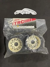 TRC Vintage RC Car Part # 1052 Mounted Rear Tires and Wheels BBS TRC Yellow Dot