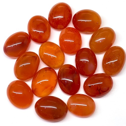 16 Pcs Natural Carnelian Beautiful Orange Oval Cabochon Loose Gemstones 211 Cts - Picture 7 of 10