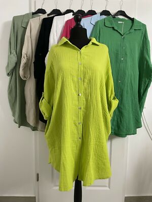 Over size Musselin Hemd Tunika Kleid XXL Mode