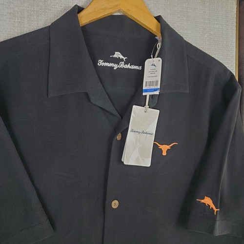 TOMMY BAHAMA x TEXAS New $168 Size XL 100% Silk Subtle Fronds Hawaiian Shirt - Picture 14 of 17