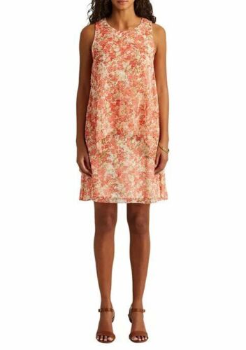 Lauren Ralph Lauren Floral Layered Georgette Dress Cream floral Size 0