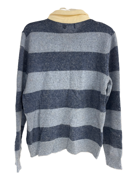Polo Ralph Lauren Men's Blue Striped 100% Wool Rugby Sweater