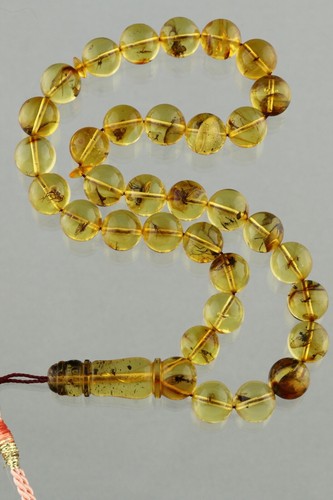 Islamico 33 FOSSIL Insetto Rotondo Preghiera Perline AMBRA BALTICA TASBIH 26,9g 240912-10 - Foto 3 di 14