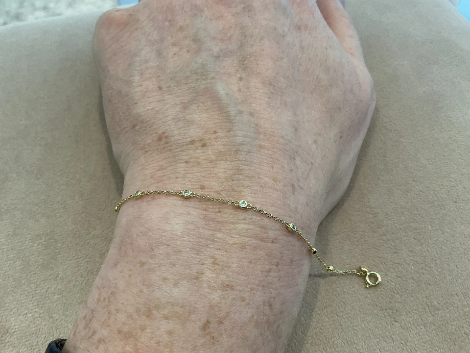 0.3 Carat Lab Created Diamond Bracelet Gold Plated 925 6.5” - 7.5” Inch - Image 3 of 4