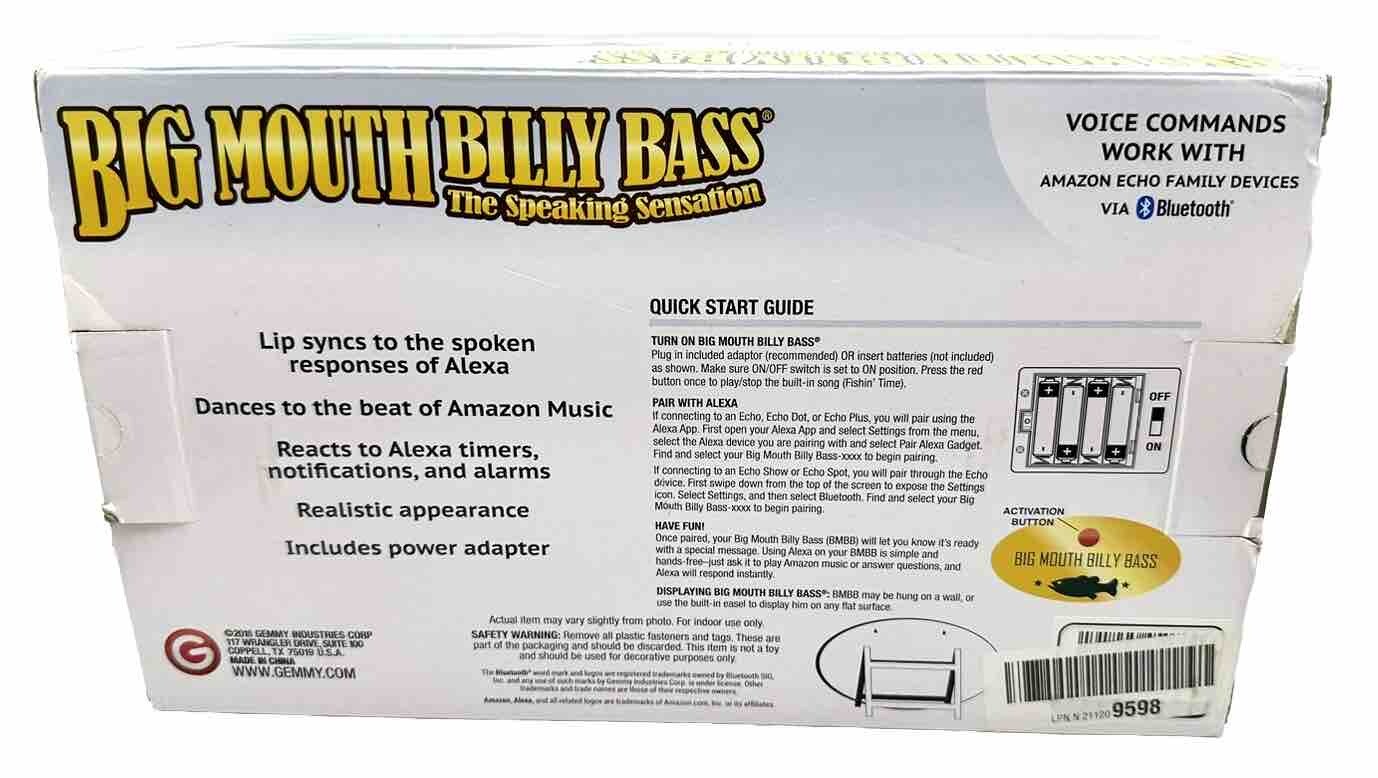 2018 Gemmy Big Mouth Billy Bass Singing Fish Pairs with Alexa Echo