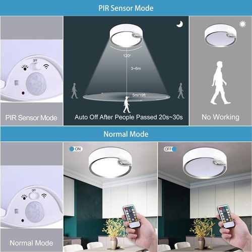 Motion Sensor Ceiling Light Battery Operated Dimmable Light with Remote Indoor - Picture 4 of 9