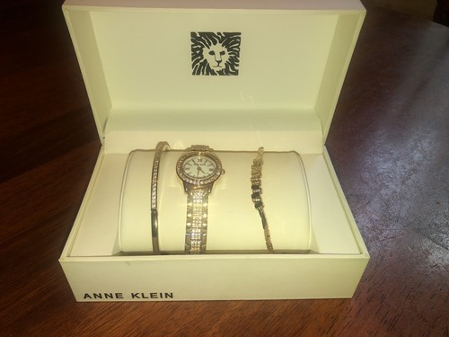 Anne Klein Swarovski Bracelets Watch Set Crystals Rose Gold-Tone - Picture 3 of 6