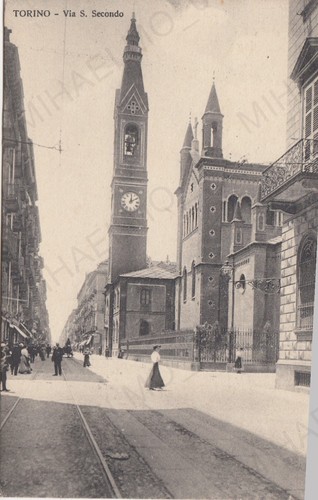 CARTOLINA *19 TORINO PIEMONTE VIA S. SECONDO MEMORIA CULTURA VIAGGIATA 1912