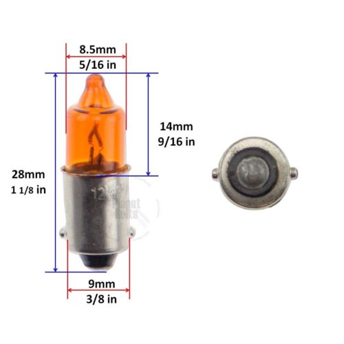 Amber 4x Light Bulb Turn Signal Blinker Single Filament Glass BA9S T4W 21W - Picture 2 of 3