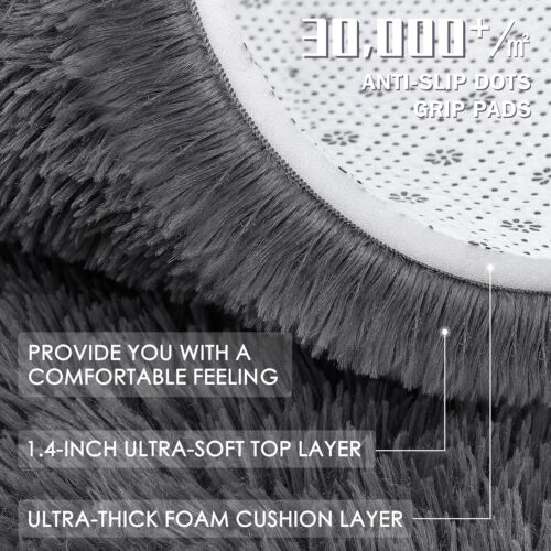 Machine Washable 4x5.9ft Shaggy Area Rug for Living Room & Bedroom - Grey - Picture 8 of 16
