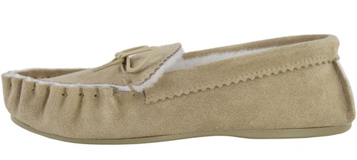Men's Sheepskin Moccasins Hand Crafted Slippers Soft Suede Sole Adjustable Lace - Picture 2 of 9