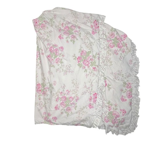 Rachel Ashwell Simply Shabby Chic Twin Duvet Cover Pink Floral & Cabana Stripe - Picture 2 of 13