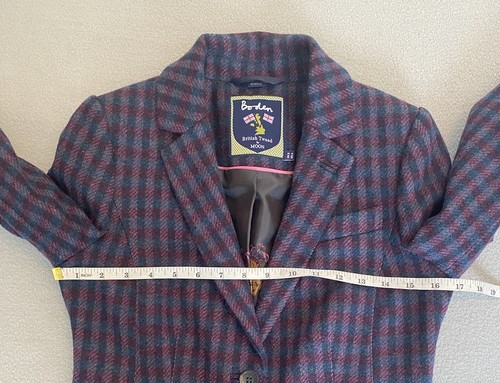 BODEN BLAZER SZ 8 WOMENS BRITISH TWEED MOON 100% WOOL CHECK BLUE PINK AUTUMN - Picture 5 of 10