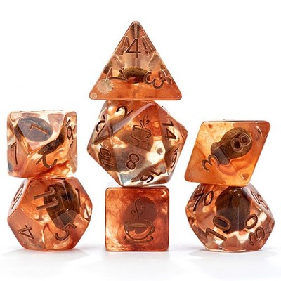 GKGID66 Gate Keeper Games 7-Set Cube Inclusion Dice: Coffee Dice