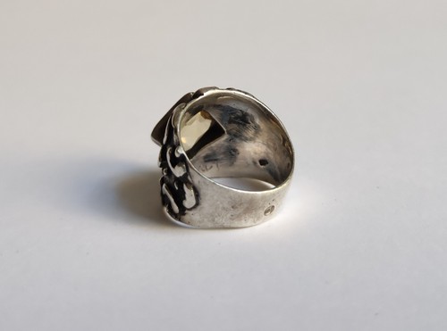 EINZIGARTIGER VINTAGE DESIGNER SILBER RING MIT GROSSEM CITRIN - Bild 5 von 10