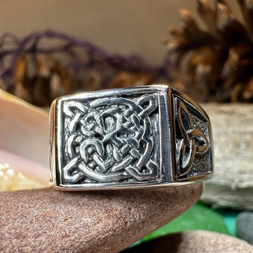 Men's Celtic Knot Ring Scottish Irish Pagan 925 Statement Ring 925 - Picture 2 of 10