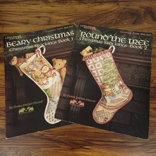 Leisure Arts Christmas Stockings Book 1 & 2 Cross Stitch Charts Patterns 747 748