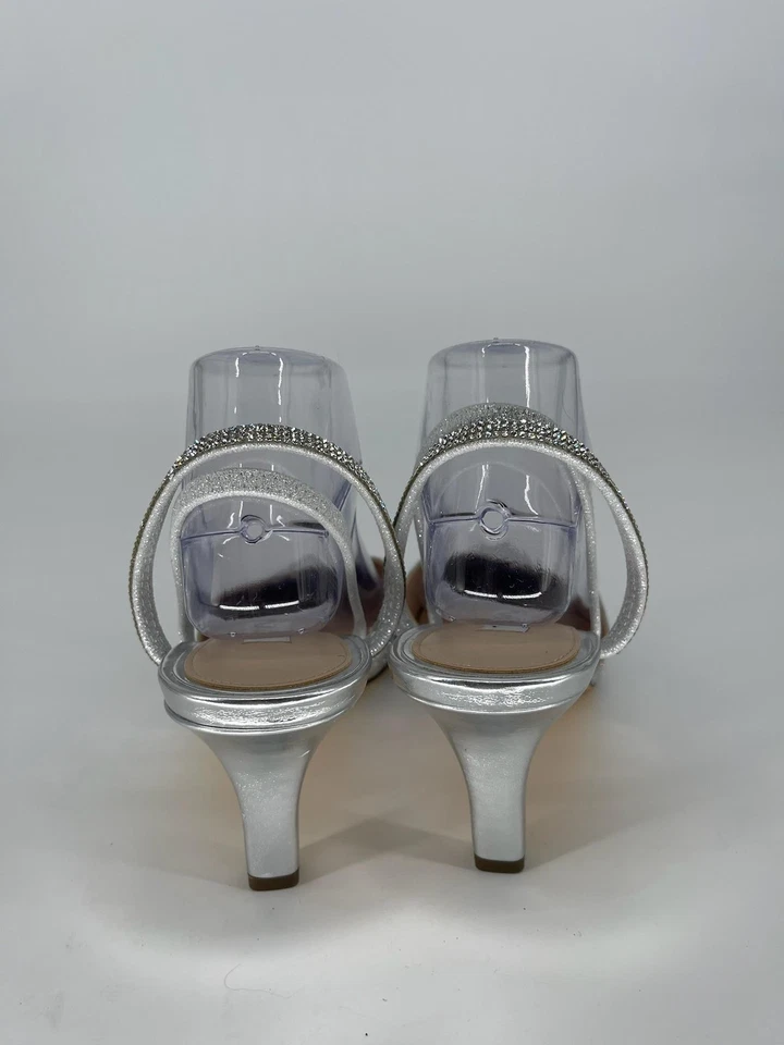 Женские туфли-лодочки Nina размер 10 серебристые со стразами с заостренным носком для вечеринки - Изображение 2 из 4