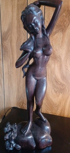 MAS BALI ANNI 50 SCULTURA IN LEGNO DONNA NUDA INDONESIANA 05727