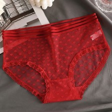 Breathable Cotton Triangle Underwear with Lace Pure Color for Female Use