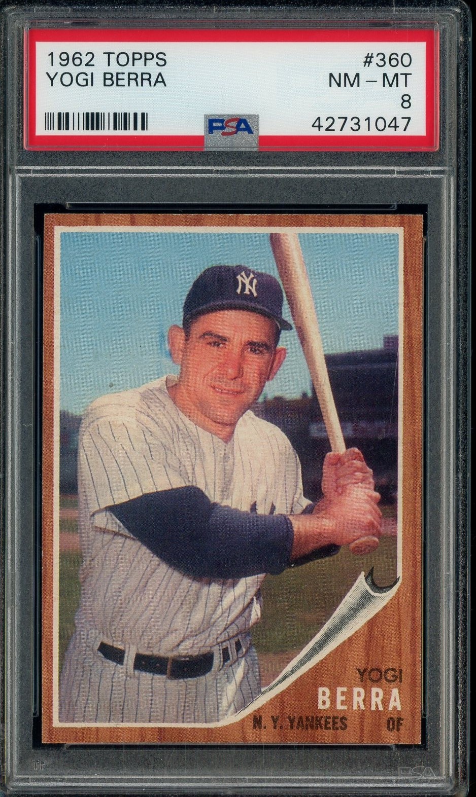 1962 Topps #360 Yogi Berra New York Yankees HOF PSA 8 NM-MT " Sharp Corners "