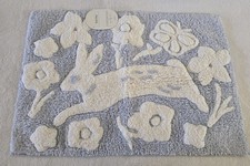 Threshold Bunny Rabbit Blue & White Cotton Bath Rug, 17" x 24" Accent Bath Mat