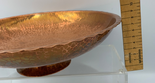 Lovely GWG Vintage Heavy Arts and Crafts Hammered Copper Pedestal Bowl - Picture 12 of 13