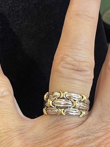ANILLO BANDA ORO BLANCO Y AMARILLO 18K 4,6 GRS TALLA 5 - Imagen 12 de 13