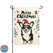 Christmas Garden Flag Cute Dog Double Sided Vertical Seasonal Win