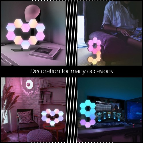 APP Control Hexagon LED Light Panels Smarter Kit Music Sync Party Décor 5 Pack - Picture 11 of 12