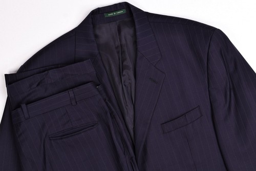 Vintage Lauren Ralph Lauren Wool/Cashmere Navy Stripe Suit 44R Pants 38x32