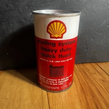 Vtg Shell Cooling System Quick Flush Can 11oz Metal Oil Gas Automotive Mancave
