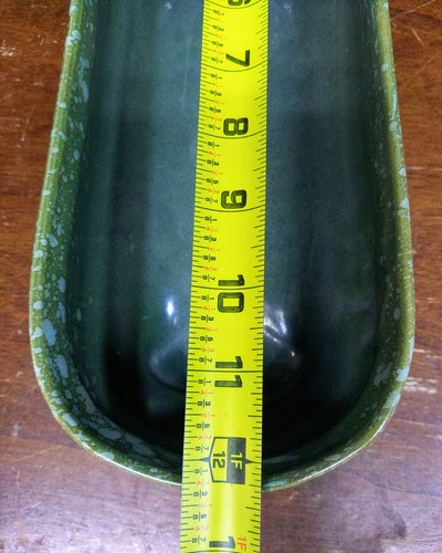 VINTAGE Brush McCoy Pottery Fleur de Lis 12" Planter Green Blue SPECKLED - Bild 9 von 11